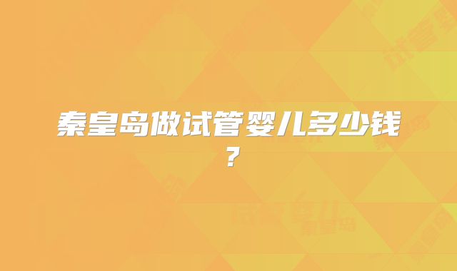 秦皇岛做试管婴儿多少钱?
