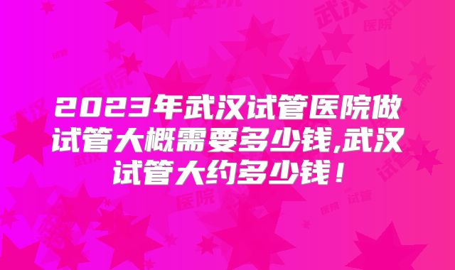 2023年武汉试管医院做试管大概需要多少钱,武汉试管大约多少钱!