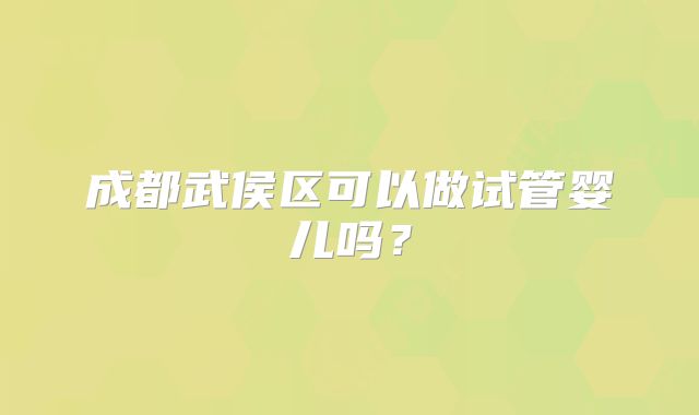 成都武侯区可以做试管婴儿吗？