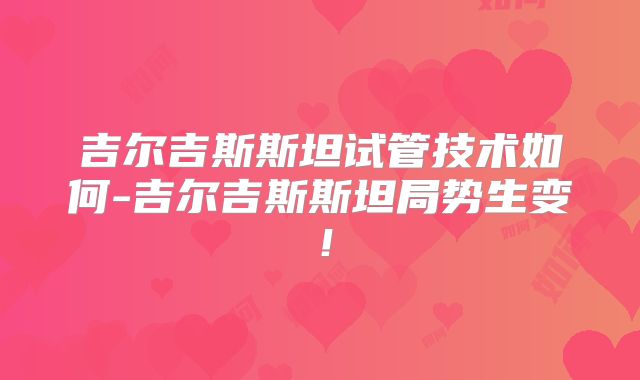 吉尔吉斯斯坦试管技术如何-吉尔吉斯斯坦局势生变!