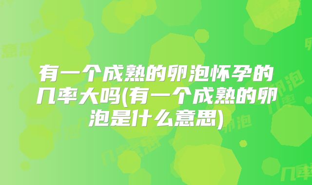 有一个成熟的卵泡怀孕的几率大吗(有一个成熟的卵泡是什么意思)
