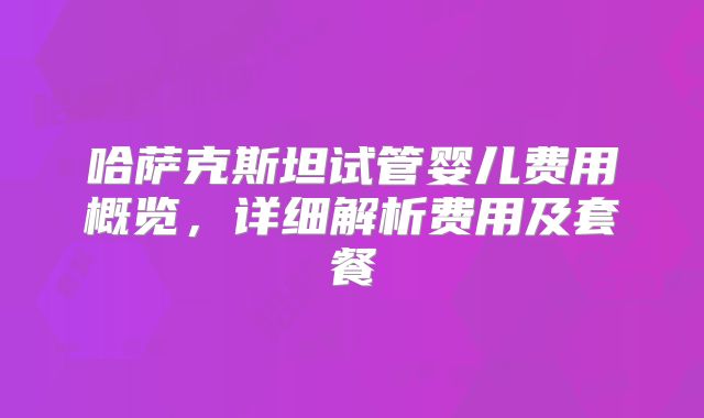 哈萨克斯坦试管婴儿费用概览，详细解析费用及套餐
