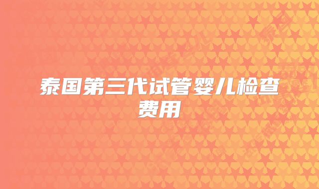泰国第三代试管婴儿检查费用