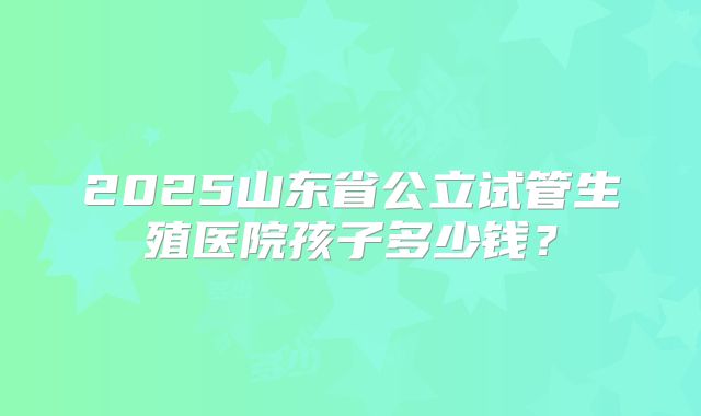 2025山东省公立试管生殖医院孩子多少钱？