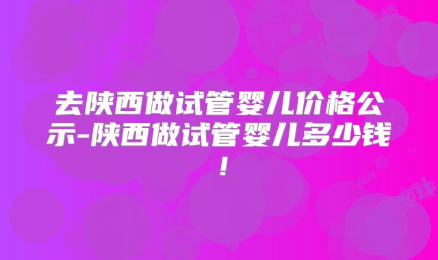 去陕西做试管婴儿价格公示-陕西做试管婴儿多少钱!