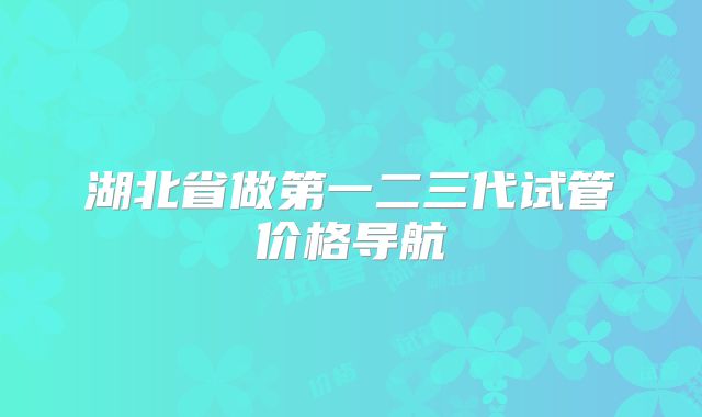 湖北省做第一二三代试管价格导航