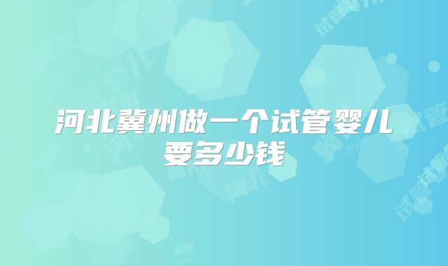 河北冀州做一个试管婴儿要多少钱