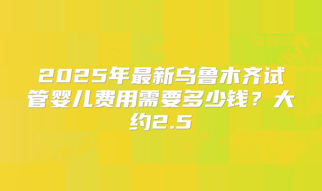 2025年最新乌鲁木齐试管婴儿费用需要多少钱？大约2.5