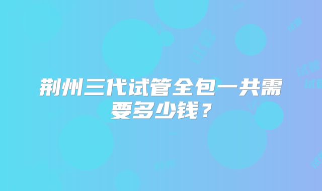 荆州三代试管全包一共需要多少钱？