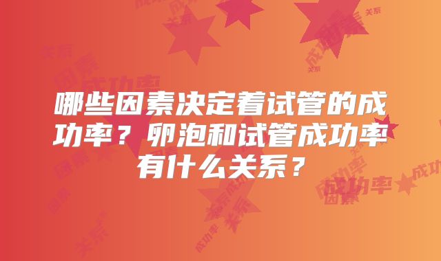 哪些因素决定着试管的成功率?卵泡和试管成功率有什么关系?