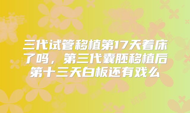 三代试管移植第17天着床了吗,第三代囊胚移植后第十三天白板还有戏么