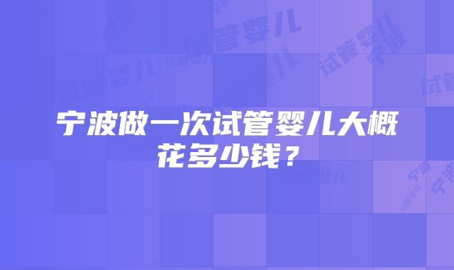 宁波做一次试管婴儿大概花多少钱？