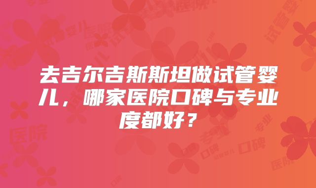 去吉尔吉斯斯坦做试管婴儿，哪家医院口碑与专业度都好？