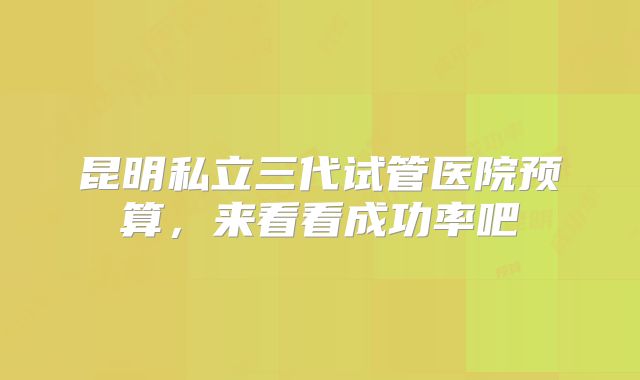 昆明私立三代试管医院预算，来看看成功率吧