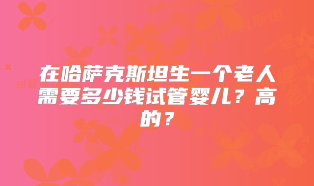 在哈萨克斯坦生一个老人需要多少钱试管婴儿？高的？