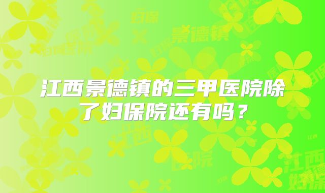 江西景德镇的三甲医院除了妇保院还有吗？