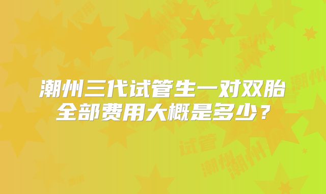 潮州三代试管生一对双胎全部费用大概是多少？