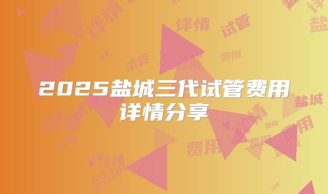 2025盐城三代试管费用详情分享