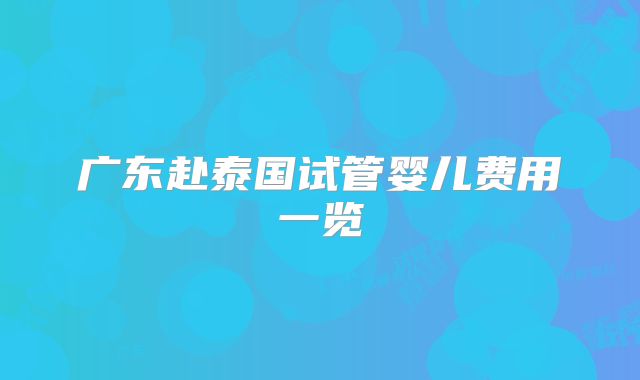 广东赴泰国试管婴儿费用一览