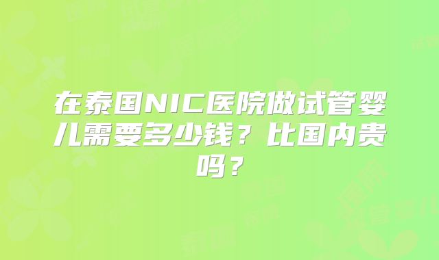 在泰国NIC医院做试管婴儿需要多少钱？比国内贵吗？