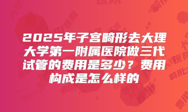 2025年子宫畸形去大理大学第一附属医院做三代试管的费用是多少？费用构成是怎么样的