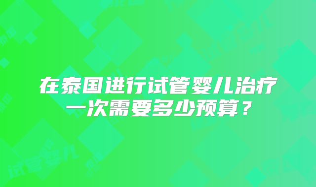 在泰国进行试管婴儿治疗一次需要多少预算？