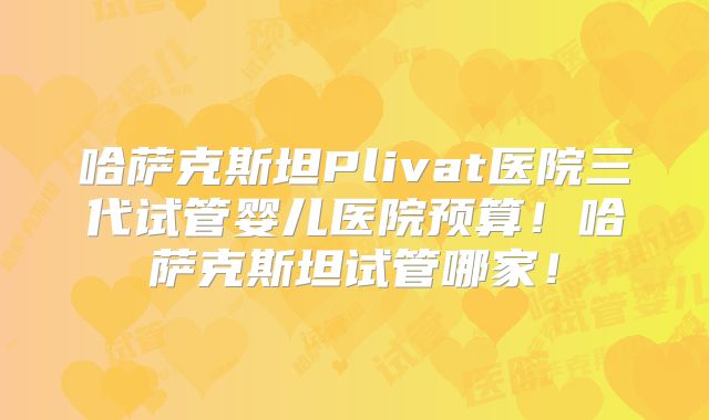哈萨克斯坦Plivat医院三代试管婴儿医院预算！哈萨克斯坦试管哪家！
