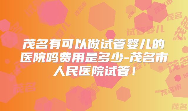 茂名有可以做试管婴儿的医院吗费用是多少-茂名市人民医院试管！