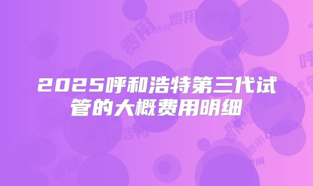 2025呼和浩特第三代试管的大概费用明细