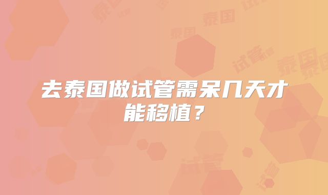 去泰国做试管需呆几天才能移植？