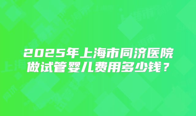 2025年上海市同济医院做试管婴儿费用多少钱？