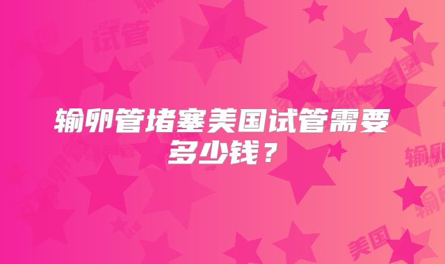 输卵管堵塞美国试管需要多少钱？
