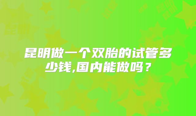 昆明做一个双胎的试管多少钱,国内能做吗?