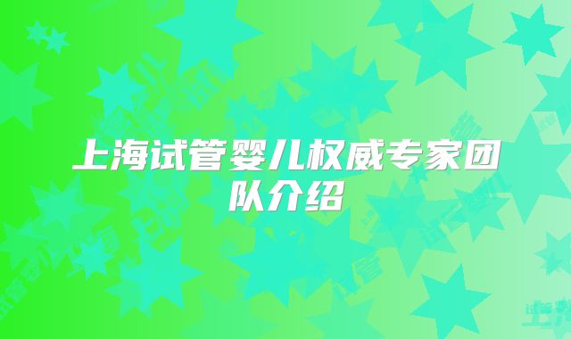 上海试管婴儿权威专家团队介绍