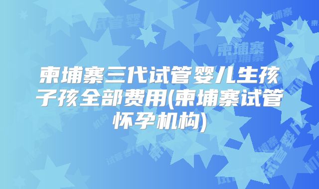 柬埔寨三代试管婴儿生孩子孩全部费用(柬埔寨试管怀孕机构)