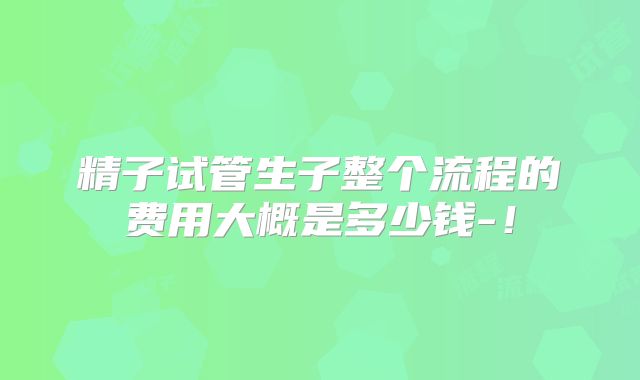 精子试管生子整个流程的费用大概是多少钱-！