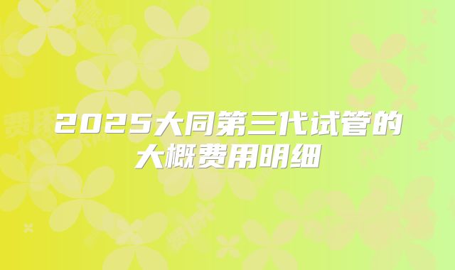 2025大同第三代试管的大概费用明细