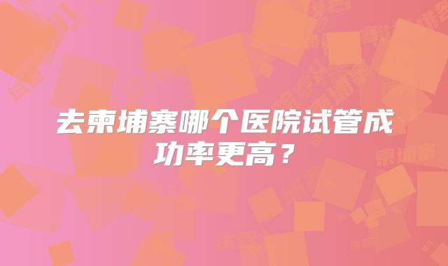 去柬埔寨哪个医院试管成功率更高?