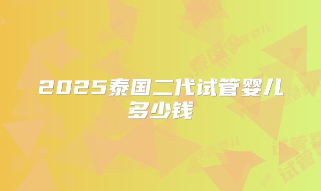 2025泰国二代试管婴儿多少钱