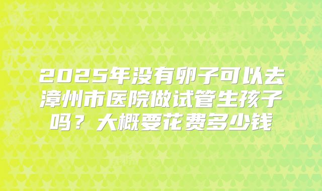 2025年没有卵子可以去漳州市医院做试管生孩子吗?大概要花费多少钱
