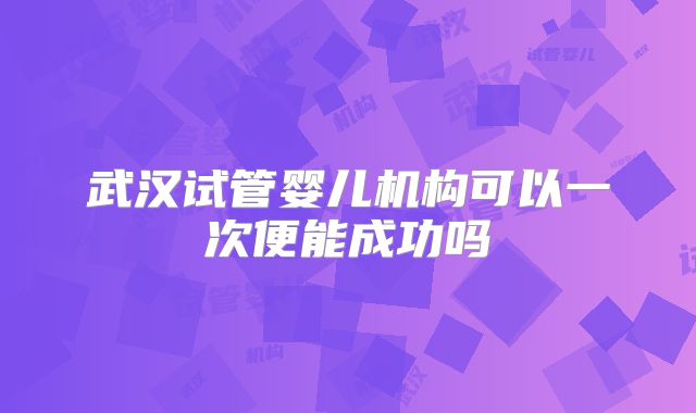 武汉试管婴儿机构可以一次便能成功吗