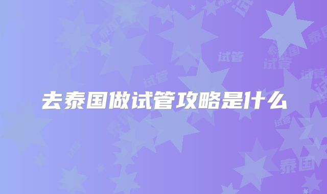 去泰国做试管攻略是什么