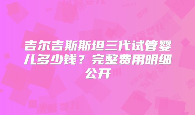 吉尔吉斯斯坦三代试管婴儿多少钱？完整费用明细公开