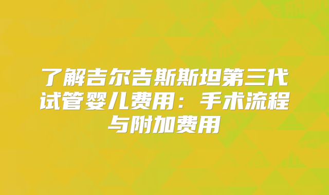 了解吉尔吉斯斯坦第三代试管婴儿费用：手术流程与附加费用