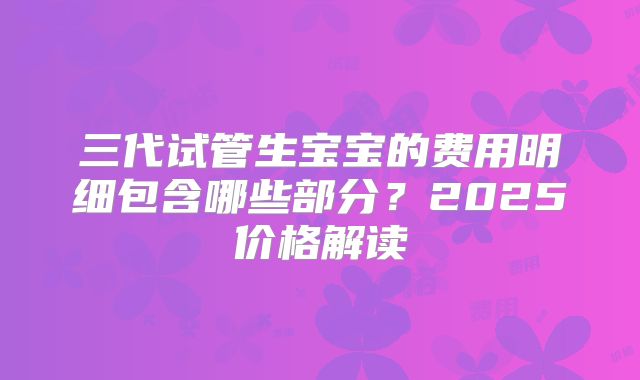 三代试管生宝宝的费用明细包含哪些部分？2025价格解读