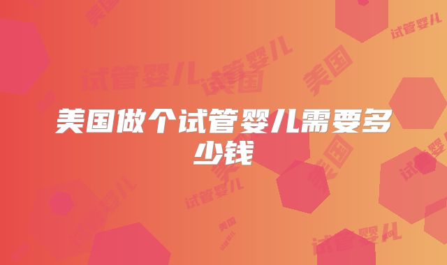 美国做个试管婴儿需要多少钱