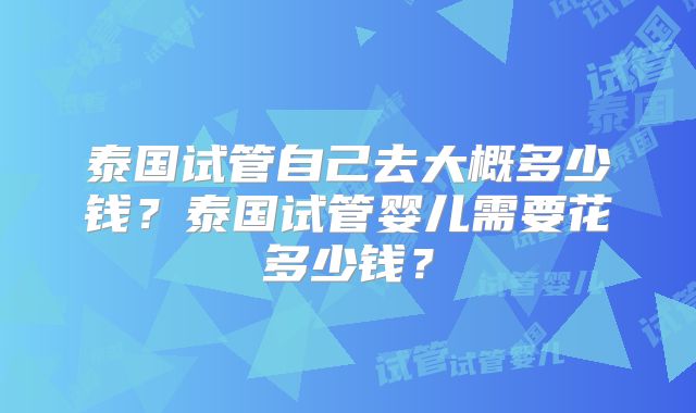 泰国试管自己去大概多少钱？泰国试管婴儿需要花多少钱？
