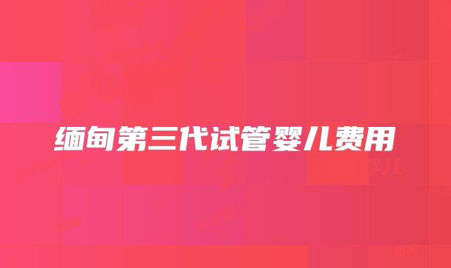 缅甸第三代试管婴儿费用