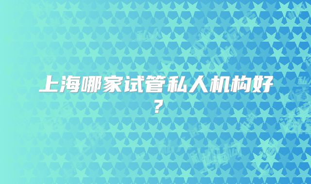 上海哪家试管私人机构好？