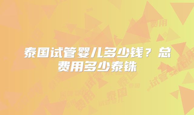 泰国试管婴儿多少钱?总费用多少泰铢